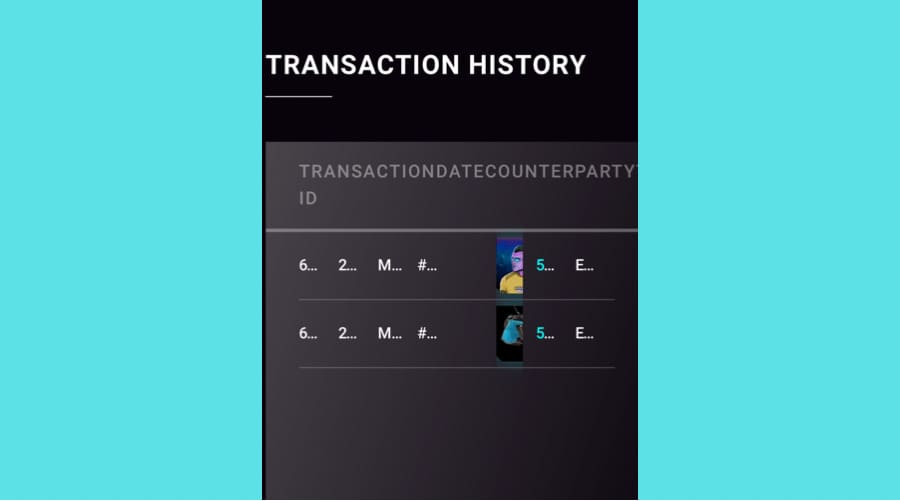 transacition history